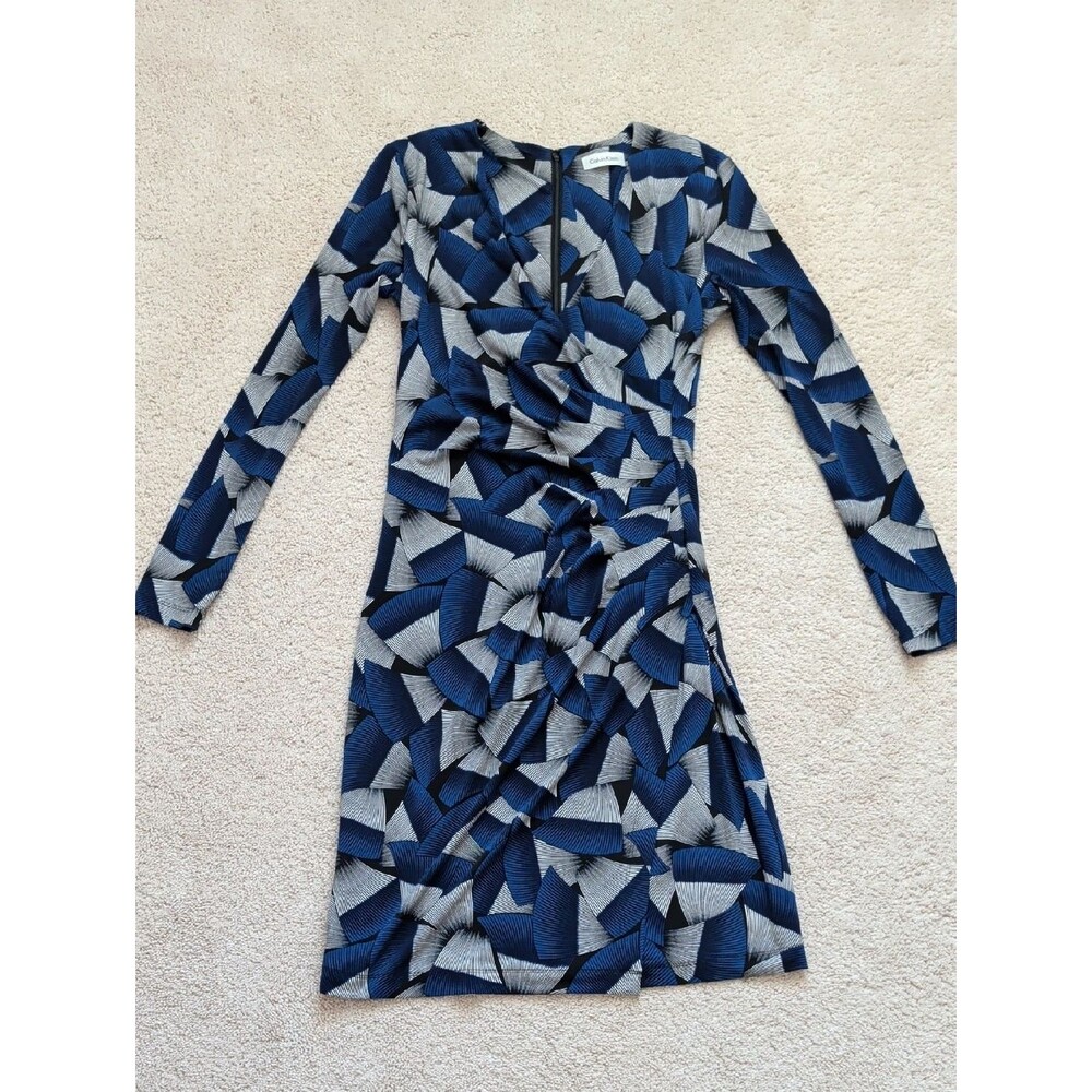 Calvin Klein Faux Wrap Geometric Print Dress Size 4